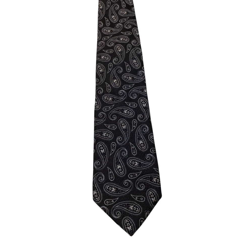 DANIEL CREMIEUX Sevenfold Mens Silk Necktie LIMITED Luxury PAISLEY Black PERFECT - Image 2 of 4