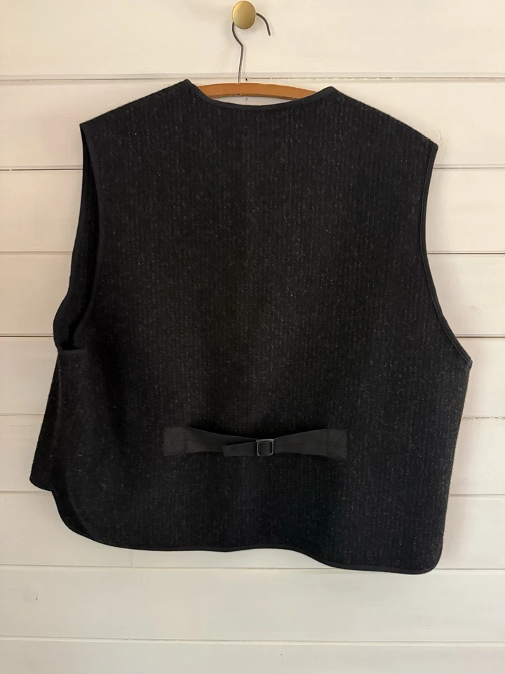 Colete de caça esportivo vintage Woolrich listra de giz utilitário carvão preto masculino tamanho XXL - Imagem 3 de 4