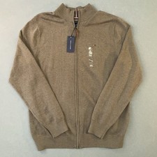 Men  s Tommy Hilfiger Full Zip Sweater Brown Size XXL