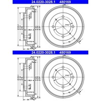 2X ATE Bremstrommeln 203,0Mm Hinten Passend FÜR Mitsubishi Carisma Space
