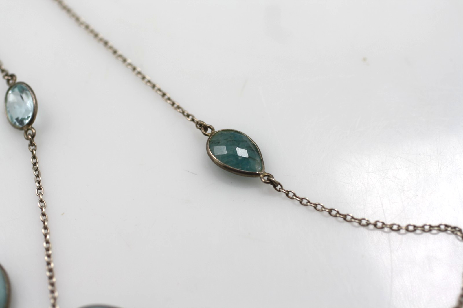 Sterling Silver Multi stone Larimar moonstone end… - image 3