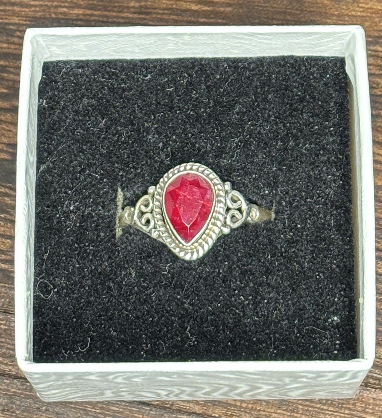 Sterling Silver Created Bermese Ruby Tear Drop Sh… - image 6