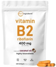 Riboflavin 400mg Softgels with Coconut Oil | Energy  Essential B Vitamins