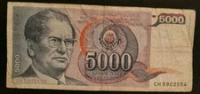 Jugoslavia 5000 Dinara 1985 Dinars 77