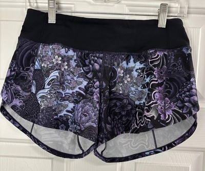Lululemon Speed Hotty Hot Short Run Floral Memoir Black Purple Size 4 Tall