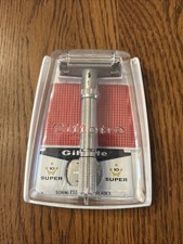 Vintage Gillette Adjustable Safety Razor With Plastic Case - Red - *READ*