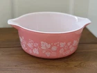 Vintage Pyrex Pink Gooseberry Round Casserole Dish 475-B 2 1/2 Qt. No Lid