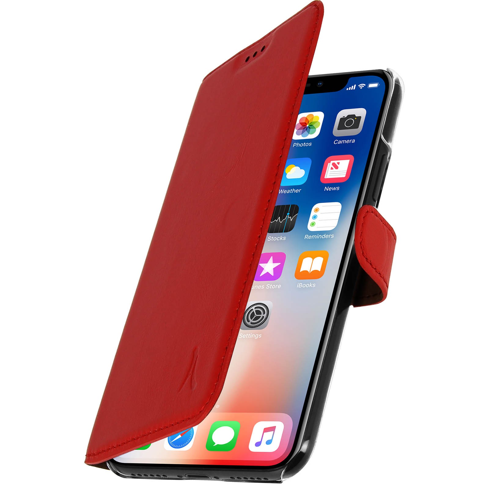 Housse pour iPhone X Akashi étui protection cuir clapet fonction support