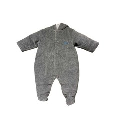 Kissy Kissy Baby Gray Velour Hooded Pram Suit Pima Cotton Lining 3-6 Months