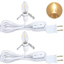 2 Pack 6FT Light Cord with LED Bulb Blow Mold Replacement C7 Clip Lamp Switch