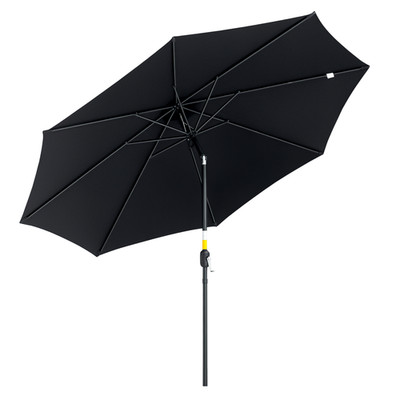 Outsunny 3(m) Terrassenschirm Outdoor Sonnenschutz Sonnendach mit Neigung & Kurbel schwarz