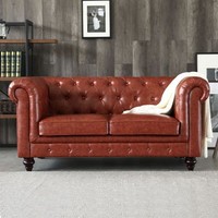Design Chesterfield Sofagarnitur 2-Sitzer Leder Couch Polster Sofas Sofa Sitz