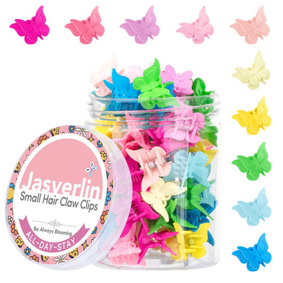50pcs Butterfly Hair Clips,Assorted Color Plastic Mini Cute Hair Clip- 90S Girls
