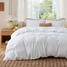 Bedsure White Duvet Cover Queen Queen 90" x 90" 01 - White No Comforter 