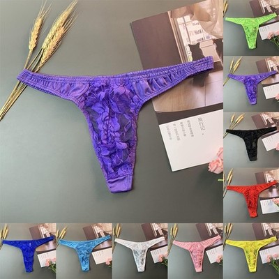 Männer Sexy Pouch Mesh Sheer Lace Briefs G-String Unterwäsche Dessous T-Hose