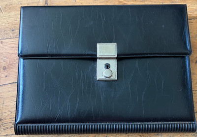 Vintage 60er 70er schwarz Reise Dokument Geldbörse Folio Etui Retro Vinyl Org