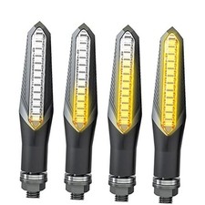 4PCS Motorcycle Indicators Flowing Turn Signal Lights, Motorbike Amber Black2