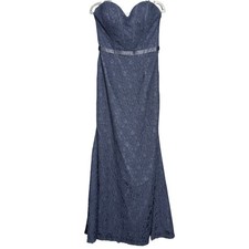 Morilee Size 12 Fits 8 Navy Lace Mermaid Gown Strapless Sweetheart Formal Dress