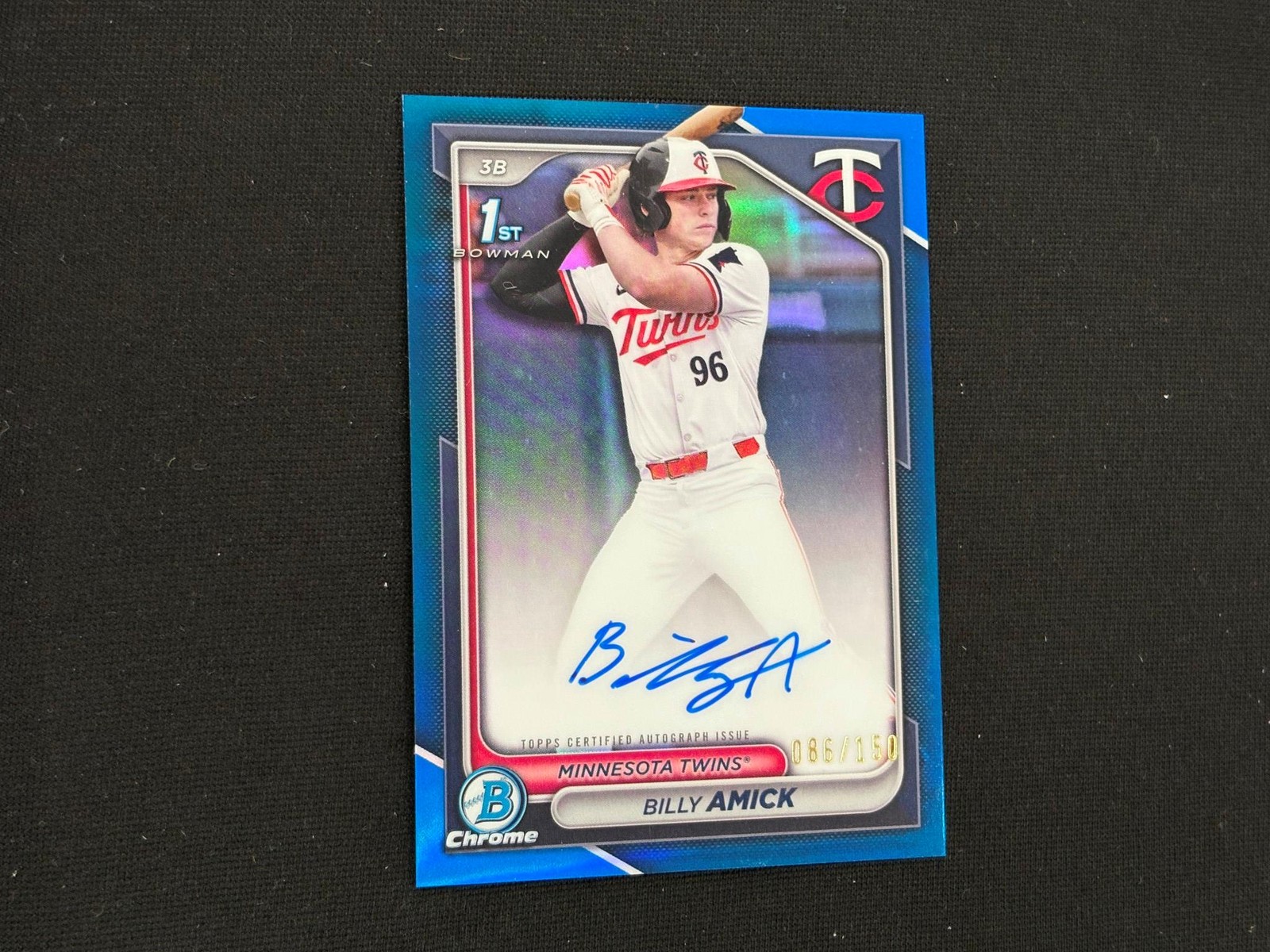 Billy Amick 2024 Bowman Chrome 1st Auto Autograph RC Blue Twins 86/150 E97