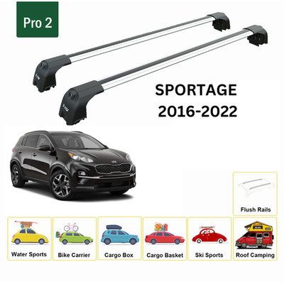 For Kia Sportage 2016-2022 Roof Rack Cross Bars Flush Rail Alu Silver