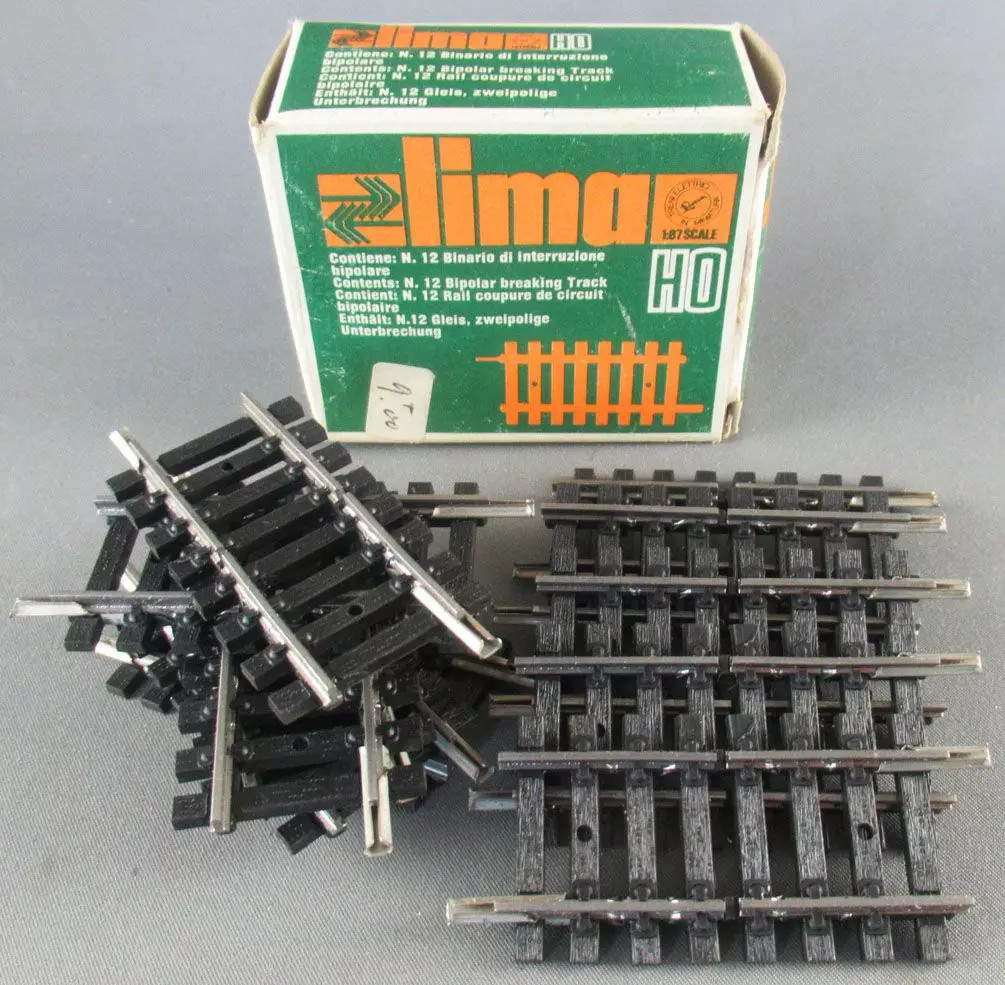 Rail Droit Lima 3022 A HO en Acier avec Coupure de Circuit Unipolaire de 57mm