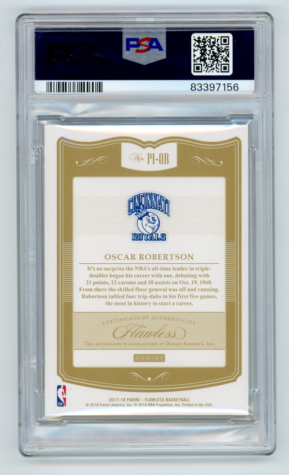 2017 Oscar Robertson Flawless Premium Ink Autograph Ruby /15 PSA 10 Auto 10 view 2