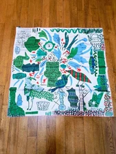 HERMES Scarf Silk Carre 90cm 36" La Maison des Oiseaux Parleurs Green NM w/Box