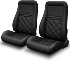 2pcs Pvc Obs Style Seats W 2 Sliders Low Back Racing Bucket Seats Diamond Stitch