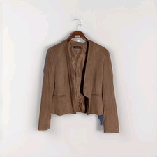 Nine West Women's Faux Suede Shawl Collar Jacket, Tan