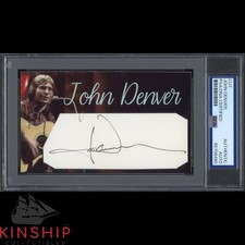 John Denver signed Cut 3x5 Custom Card PSA DNA Slab Country Music Auto C5791