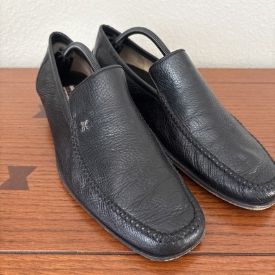 Artioli Black Leather Loafer Shoes Size 9.5 D Made In ItalyMens Dress Shoes