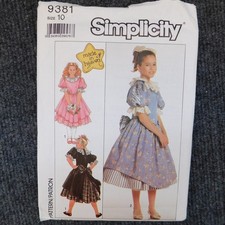 Simplicity 9381 Dress Petticoat Girls 10 Sewing Pattern Fancy Party Holiday NEW