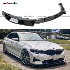 For Bmw 3 Series G20 320ie 330i Base 19-22 V Style Gloss Black Front Bumper Lip