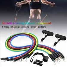 11 PCS Resistance Band Set Yoga Pilates Abs Exercise Fitness Tube Workout Bands