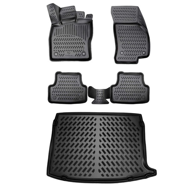 Elmasline 3D Gummimatten & Kofferraumwanne Set FüR VW Taigo Ab 2021 (Oberer Lade-image