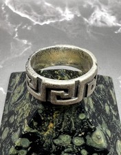 Vintage 925 Sterling Silver Greek Key Design Ring Band Sz 6