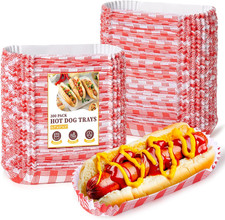 300 Pcs Paper Hot Dog Trays, Small Disposable Hot Dog Boats Fluted to Go Food Ho
