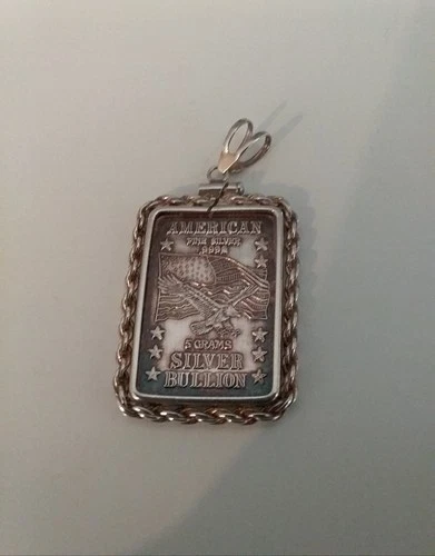 American Bullion Eagle/Statue Of Liberty 5 Grams, 999 Fine Pure Silver & Bezel