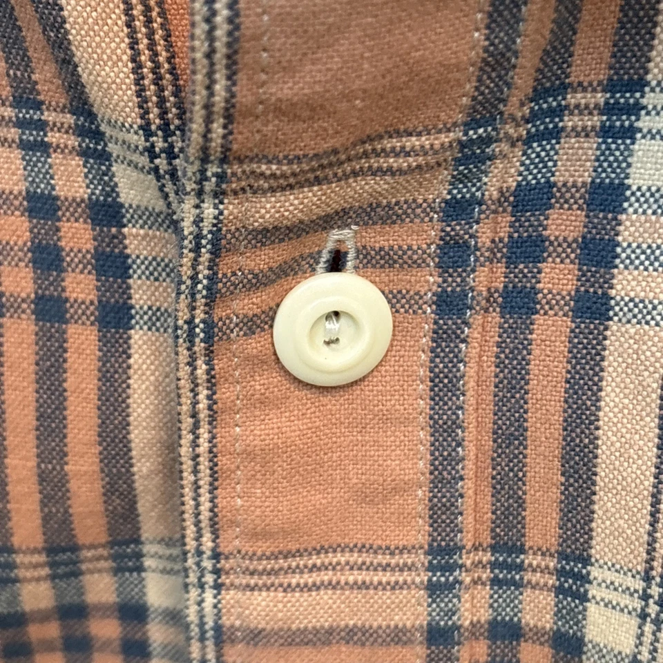 VTG Double RRL XXL Long Sleeve Shirt Cotton Orange/blue Plaid Work Wear Rare - Image 4 of 4