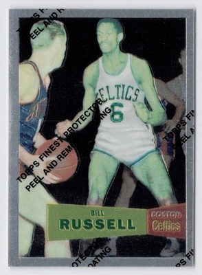 1996-97 Topps Finest Reprints Bill Russell #40 W/ Peel Boston Celtics
