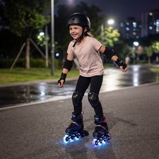 Kids  Inline Skates 4 Sizes Adjustable Blade Roller with Light-up Wheels