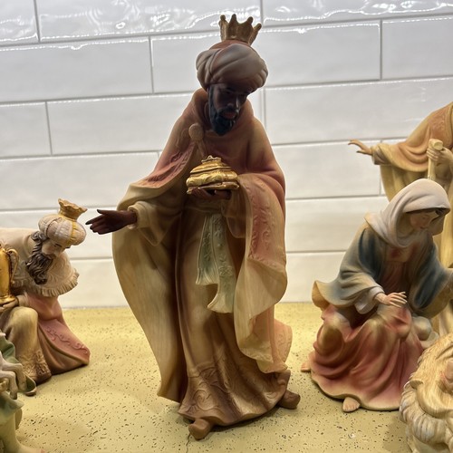 10 teiliges Krippenfiguren Set handbemalt Mitglieder Zeichen Weihnachten Jesus Gott - Bild 5 von 17