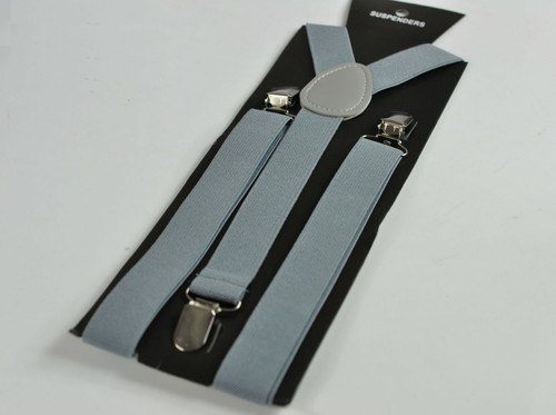 Sage Green Cotton Bow Tie + Grey Suspenders Braces for MEN / BOY KIDS / BABY - Picture 6 of 9