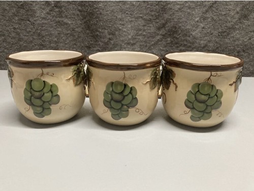 Pacific Rim Handpainted Grape Vine Design Oblong Platter & 3 Piece Dish Set - Picture 6 of 12