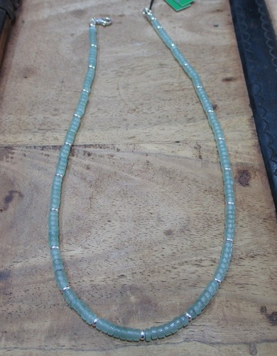 collana quarzo verde avventurina e argento sterling 925 unisex - Foto 7 di 10