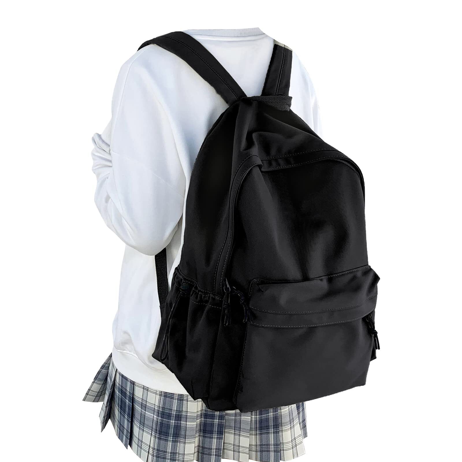 Classic Waterproof Black Backpack for Women - Lightweight School Bookbag