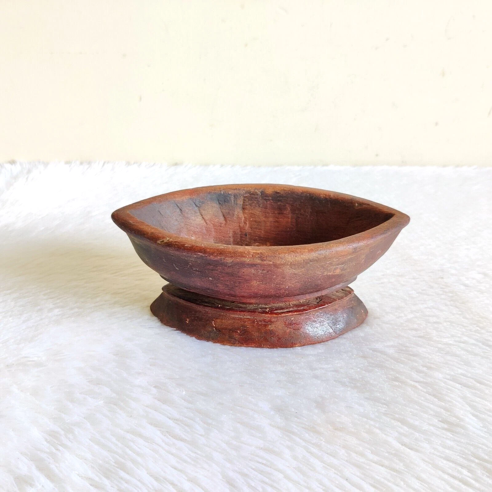 1920s Vintage Primitive Handmade Wooden Mortar Old Decorative Collectible W454