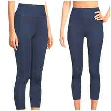 Athletic Works Women Small Active Performance Capri Legging Pockets Blue Minimal