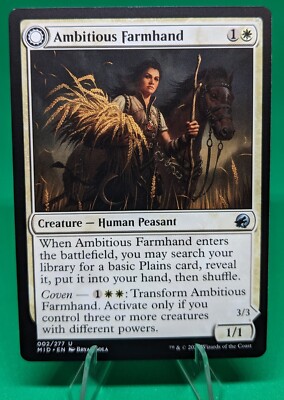 x4 MTG Ambitious Farmhand    Seasoned Cathar Innistrad: Midnight Hunt MTG playse