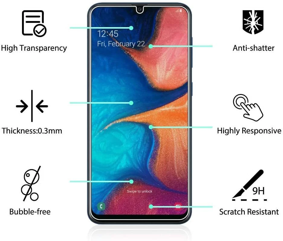 3 Pack Premium Tempered Glass Screen Protector For Samsung Galaxy A20 A30 A50 - Image 4 of 4
